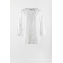 Blouse en mousseline blanche à manches 3/4